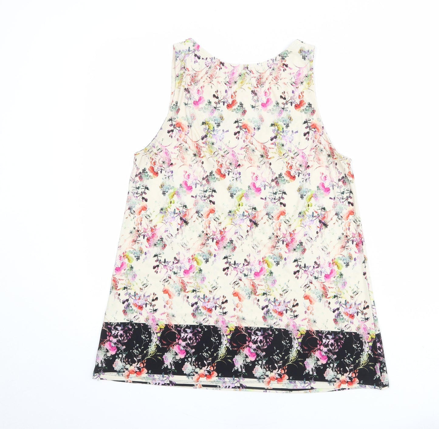 Warehouse Womens Multicoloured Geometric Polyester Basic Tank Size 12 Scoop Neck