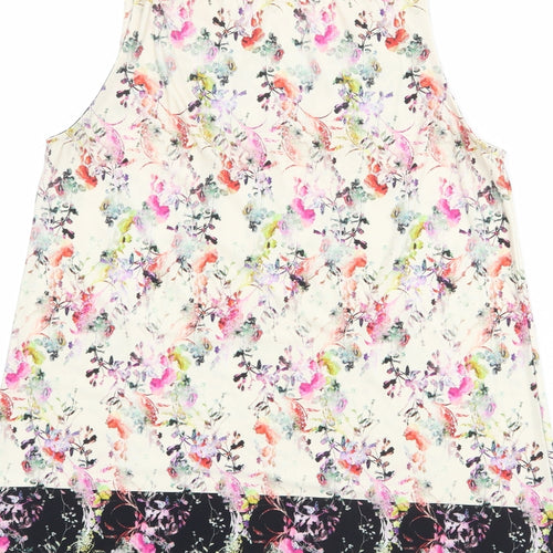Warehouse Womens Multicoloured Geometric Polyester Basic Tank Size 12 Scoop Neck