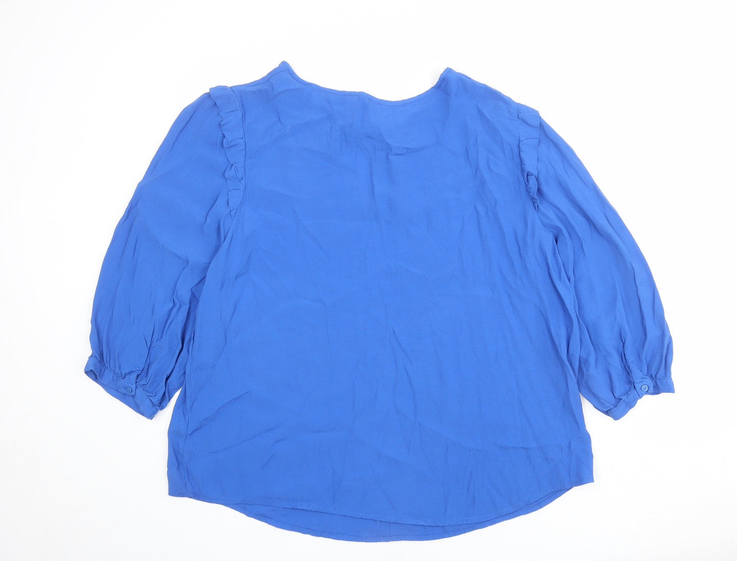 Monsoon Womens Blue Viscose Basic Blouse Size XL Round Neck