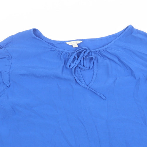 Monsoon Womens Blue Viscose Basic Blouse Size XL Round Neck