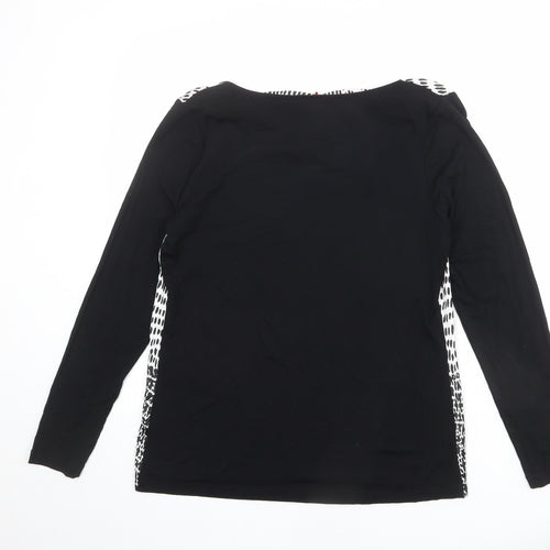 Olsen Womens Black Geometric Viscose Basic Blouse Size 12 Cowl Neck