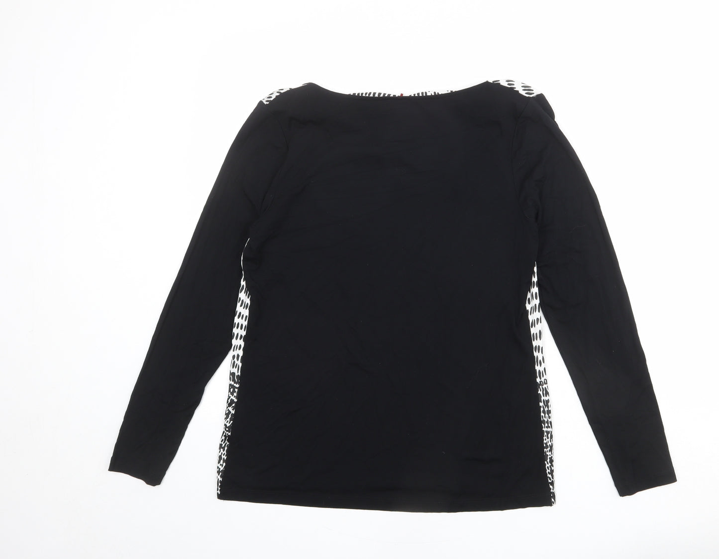 Olsen Womens Black Geometric Viscose Basic Blouse Size 12 Cowl Neck