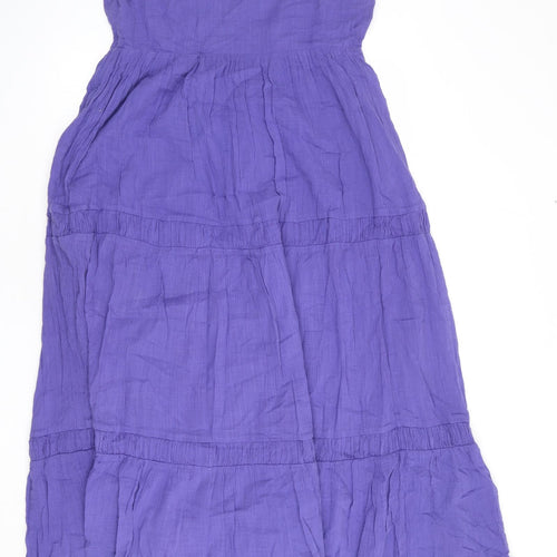 Monsoon Womens Purple 100% Cotton Maxi Size 14 V-Neck Zip