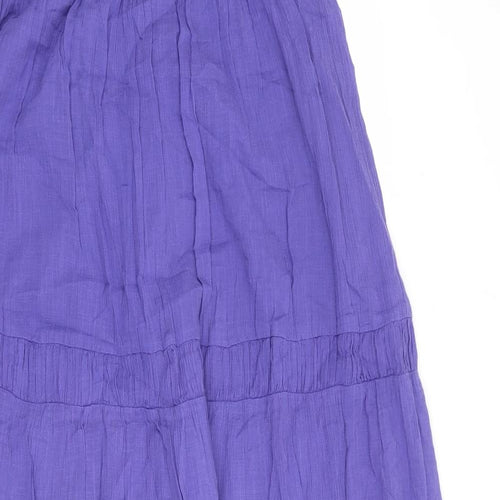 Monsoon Womens Purple 100% Cotton Maxi Size 14 V-Neck Zip