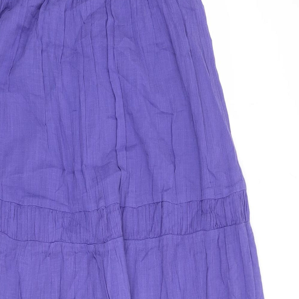 Monsoon Womens Purple 100% Cotton Maxi Size 14 V-Neck Zip