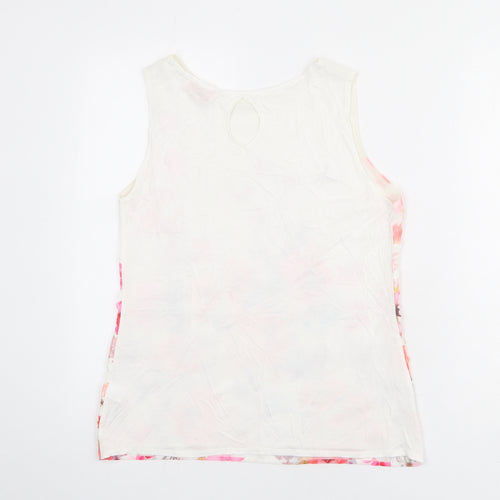 NEXT Womens Ivory Floral Polyester Basic Tank Size 8 Round Neck
