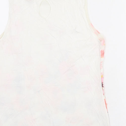 NEXT Womens Ivory Floral Polyester Basic Tank Size 8 Round Neck