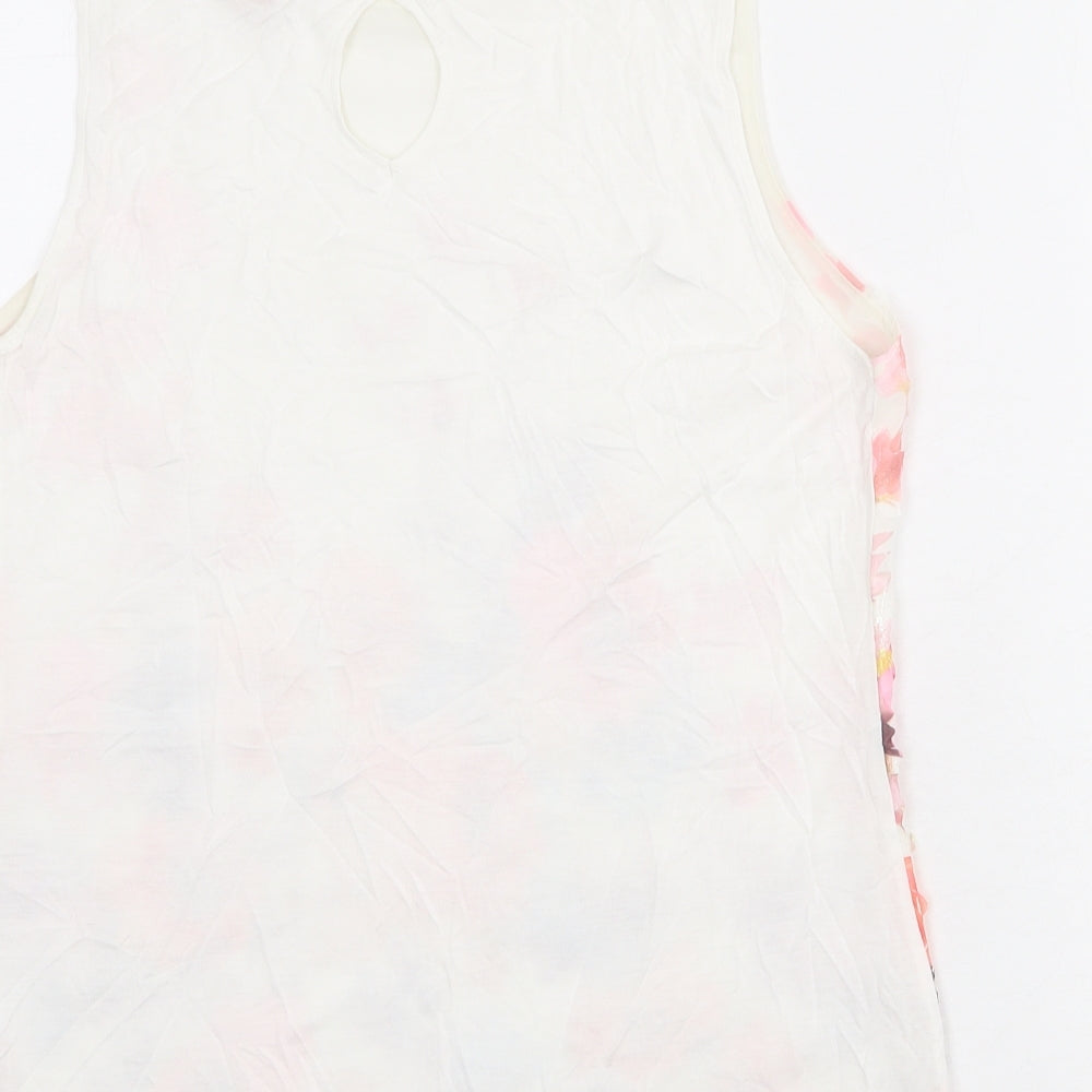 NEXT Womens Ivory Floral Polyester Basic Tank Size 8 Round Neck