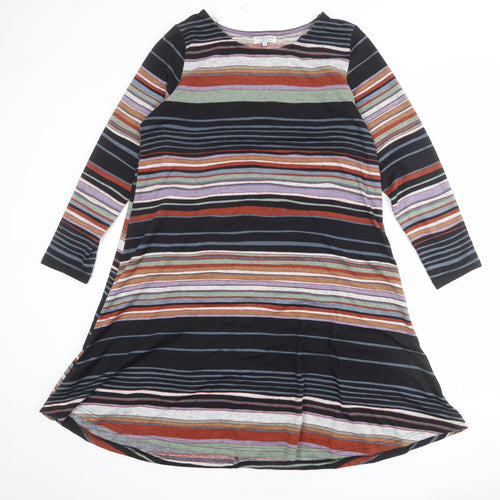 Cerulean Collection Womens Multicoloured Striped Polyester T-Shirt Dress Size L Boat Neck Pullover