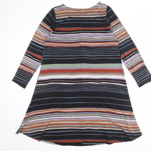 Cerulean Collection Womens Multicoloured Striped Polyester T-Shirt Dress Size L Boat Neck Pullover