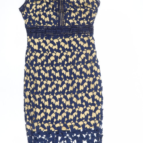 Love Triangle Womens Blue Polyester Sheath Size 8 Halter Zip