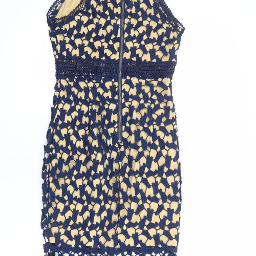 Love Triangle Womens Blue Polyester Sheath Size 8 Halter Zip