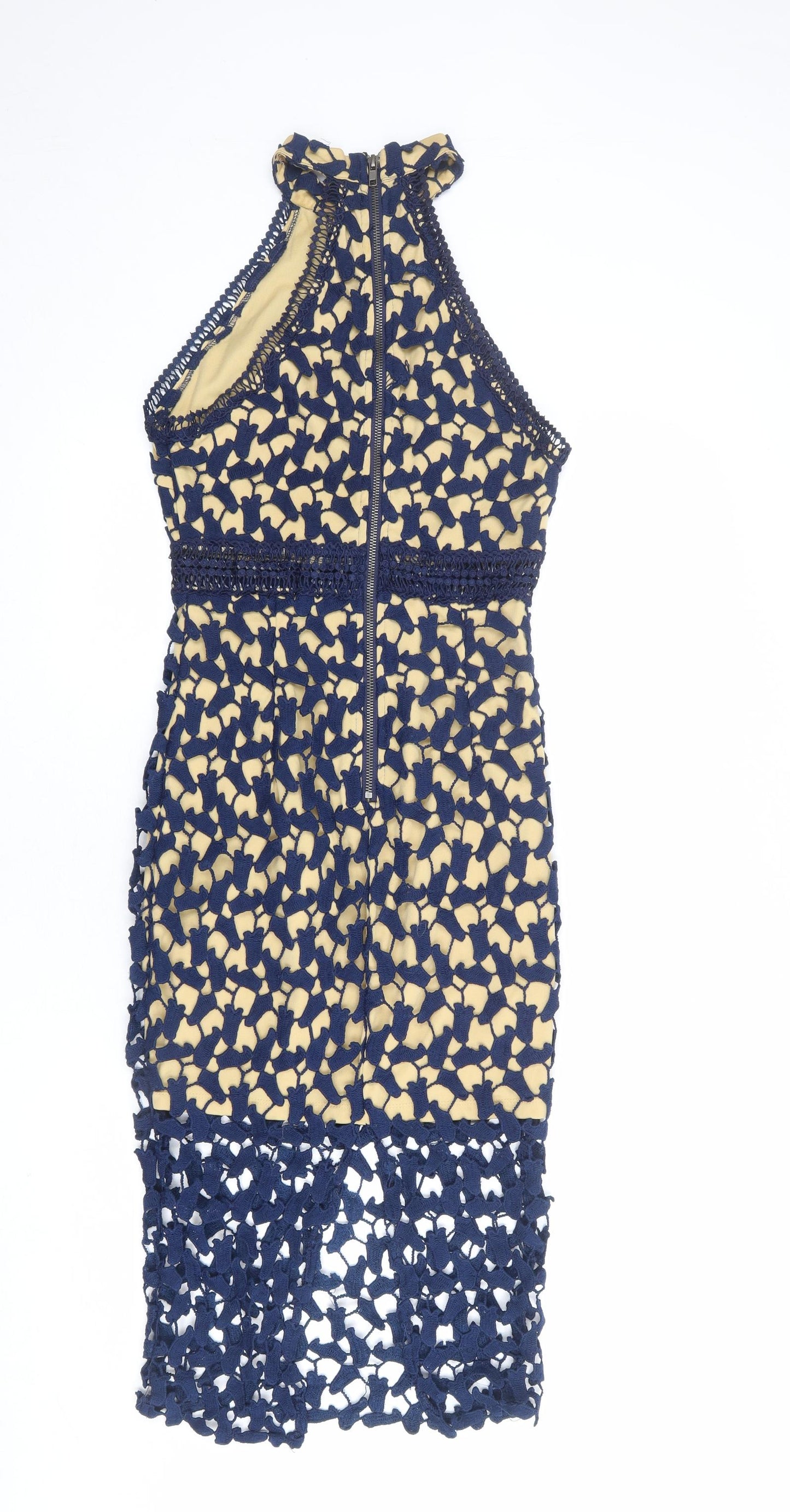 Love Triangle Womens Blue Polyester Sheath Size 8 Halter Zip