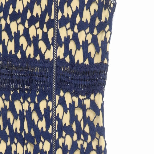 Love Triangle Womens Blue Polyester Sheath Size 8 Halter Zip