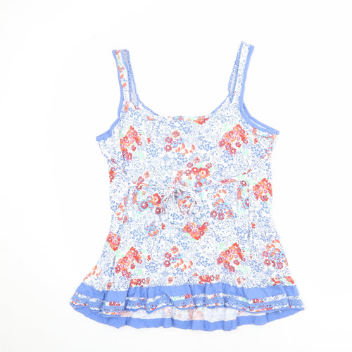 Marks and Spencer Womens Multicoloured Floral 100% Cotton Basic Tank Size 12 Round Neck