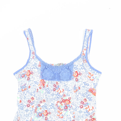 Marks and Spencer Womens Multicoloured Floral 100% Cotton Basic Tank Size 12 Round Neck