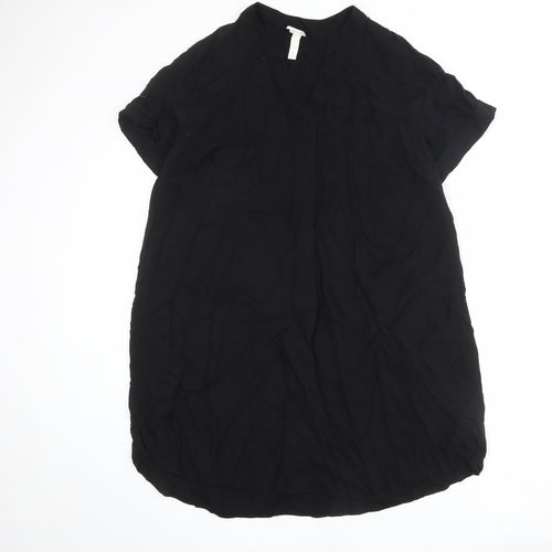 H&M Womens Black Viscose A-Line Size 10 V-Neck Pullover