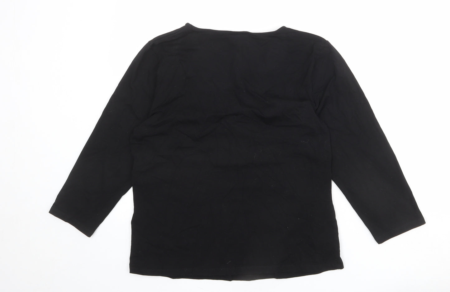 Wallis Womens Black Cotton Basic Blouse Size 18 V-Neck