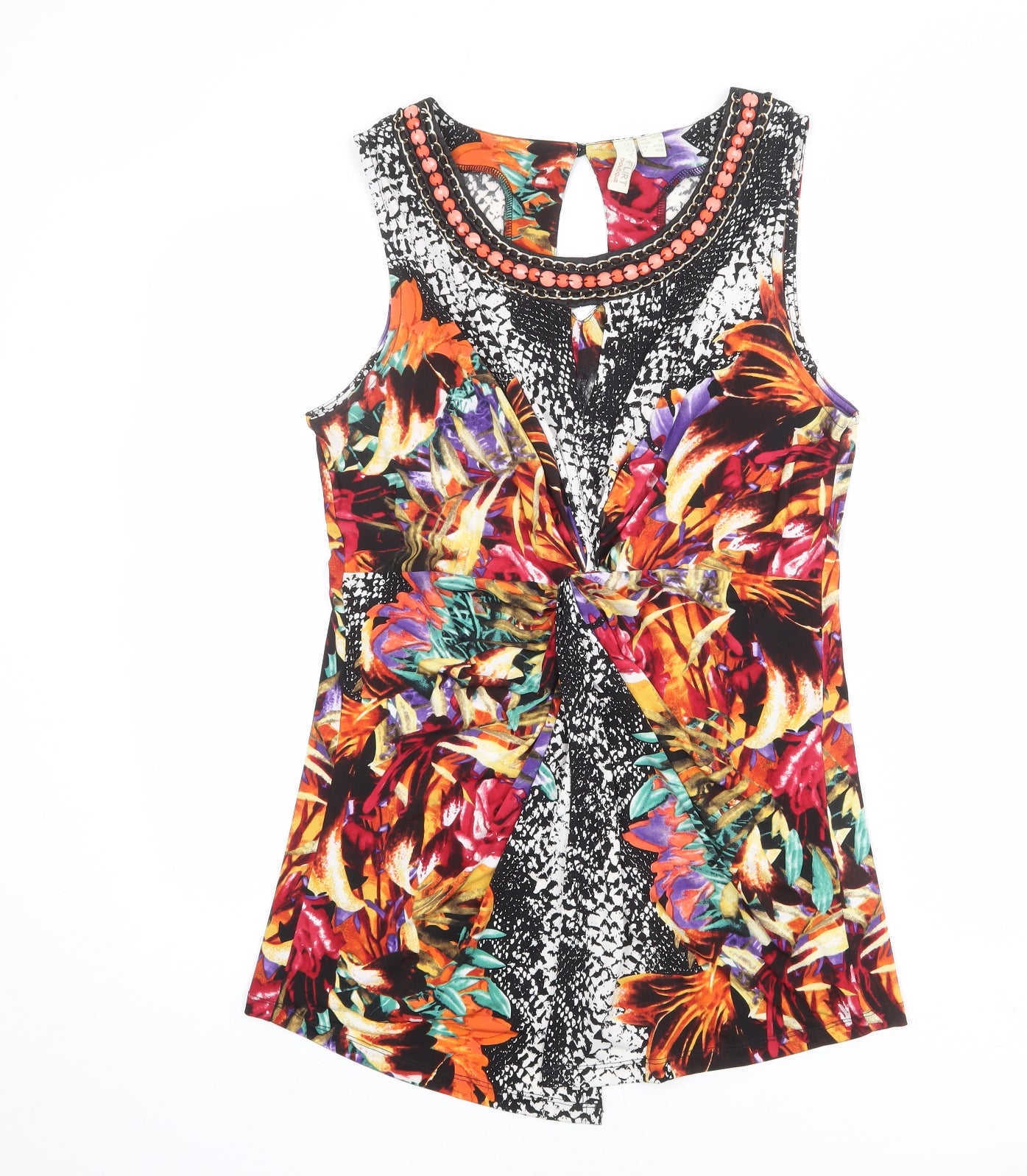 Body Flirt Womens Multicoloured Polyester Basic Tank Size M Round Neck