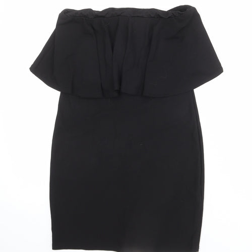 PRETTYLITTLETHING Womens Black Polyester Straight & Pencil Skirt Size 12 Zip - Peplum style