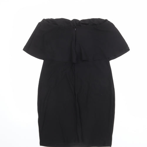 PRETTYLITTLETHING Womens Black Polyester Straight & Pencil Skirt Size 12 Zip - Peplum style