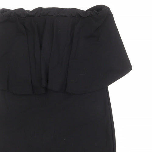 PRETTYLITTLETHING Womens Black Polyester Straight & Pencil Skirt Size 12 Zip - Peplum style