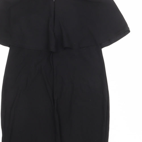PRETTYLITTLETHING Womens Black Polyester Straight & Pencil Skirt Size 12 Zip - Peplum style