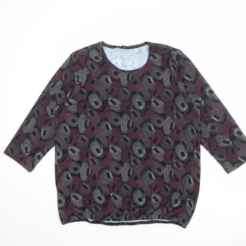 Sunday Womens Multicoloured Geometric Viscose Basic Blouse Size L Round Neck