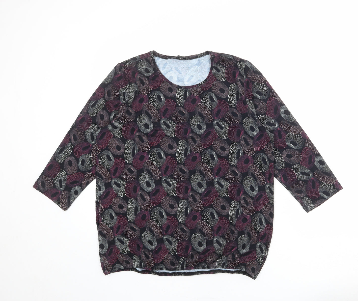 Sunday Womens Multicoloured Geometric Viscose Basic Blouse Size L Round Neck