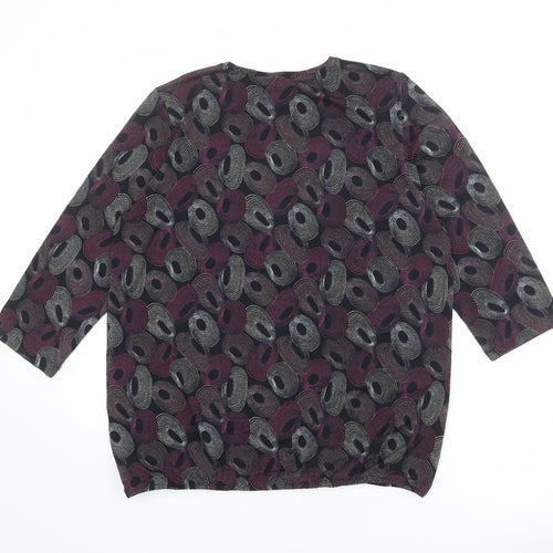 Sunday Womens Multicoloured Geometric Viscose Basic Blouse Size L Round Neck