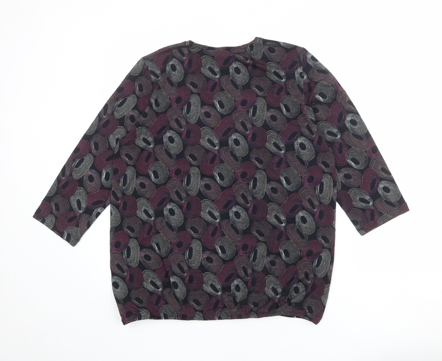 Sunday Womens Multicoloured Geometric Viscose Basic Blouse Size L Round Neck