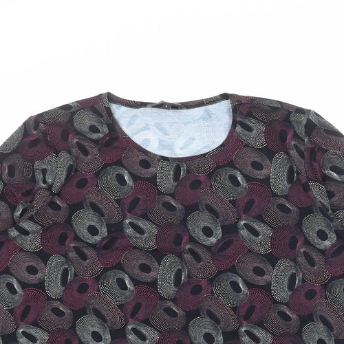 Sunday Womens Multicoloured Geometric Viscose Basic Blouse Size L Round Neck