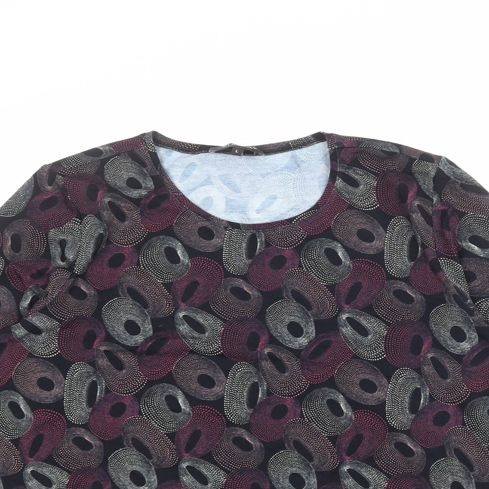 Sunday Womens Multicoloured Geometric Viscose Basic Blouse Size L Round Neck
