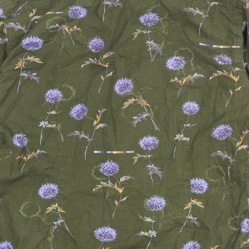 Paul Smith Mens Green Geometric Cotton Button-Up Size M Collared Button - Thistle pattern