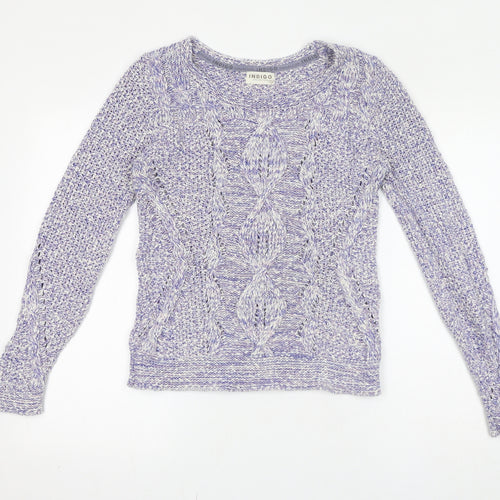 Indigo Womens Purple Round Neck 100% Cotton Pullover Jumper Size 8