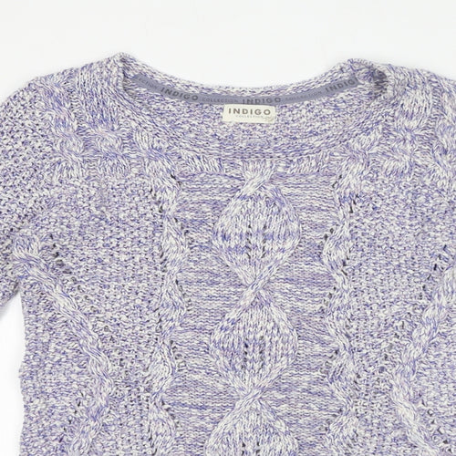 Indigo Womens Purple Round Neck 100% Cotton Pullover Jumper Size 8