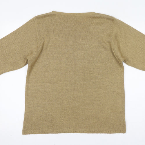 Reny Martan Womens Beige Round Neck Acrylic Pullover Jumper Size 14