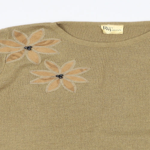 Reny Martan Womens Beige Round Neck Acrylic Pullover Jumper Size 14
