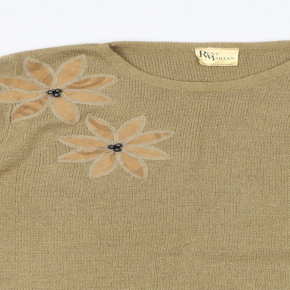 Reny Martan Womens Beige Round Neck Acrylic Pullover Jumper Size 14