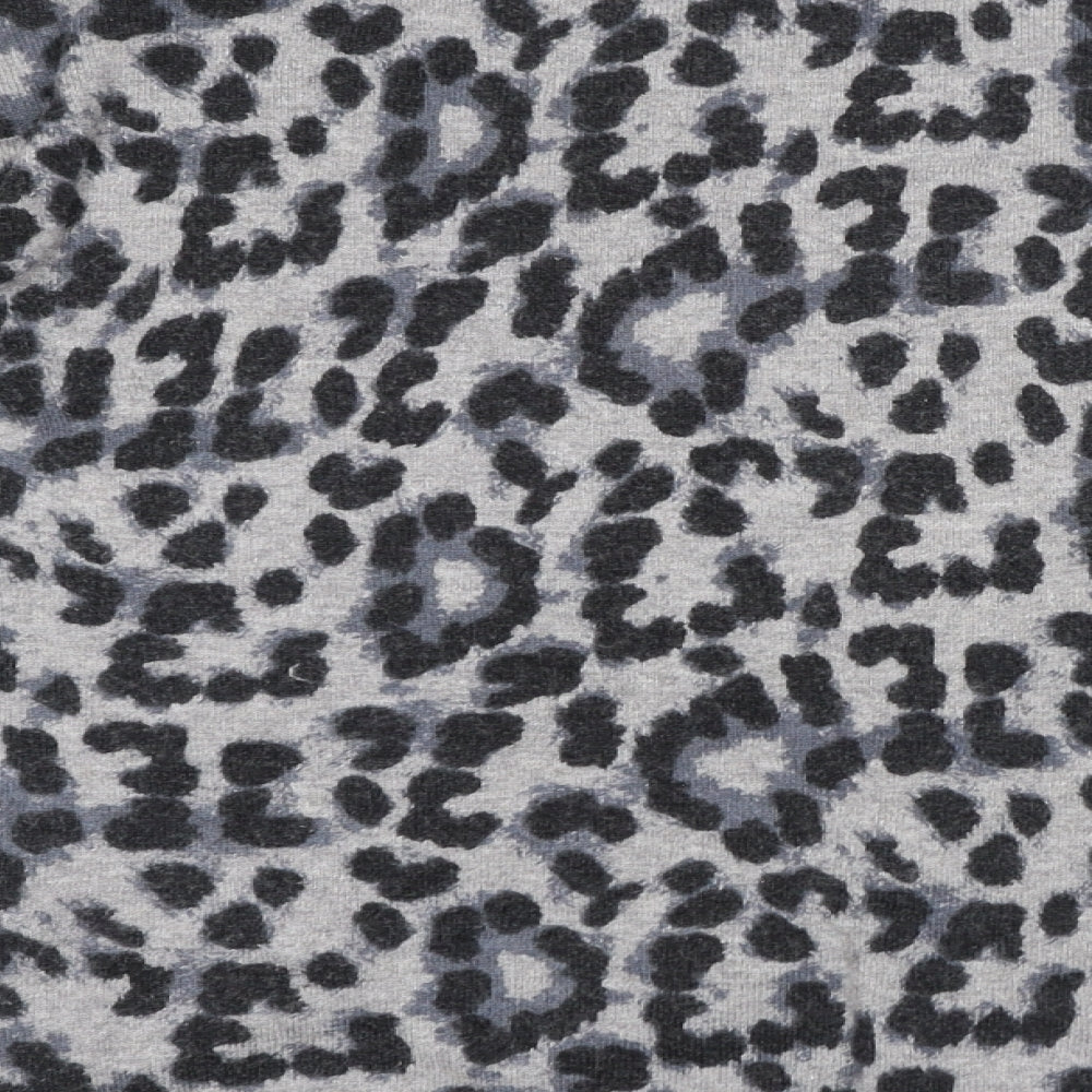 New Look Womens Grey Round Neck Animal Print Viscose Pullover Jumper Size 10 - Leopard Print