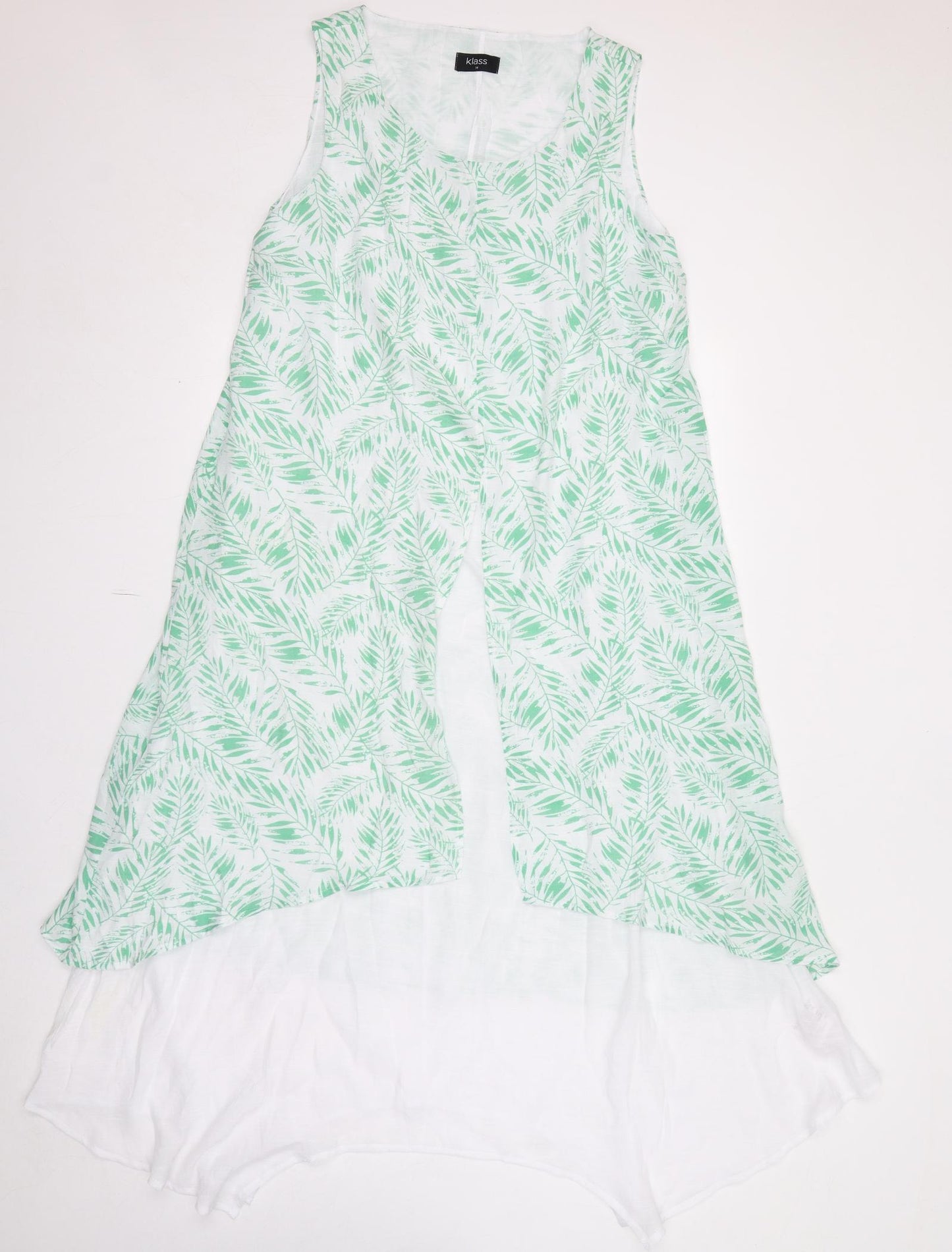 Klass Womens Green Geometric Viscose Maxi Size 14 Round Neck Pullover