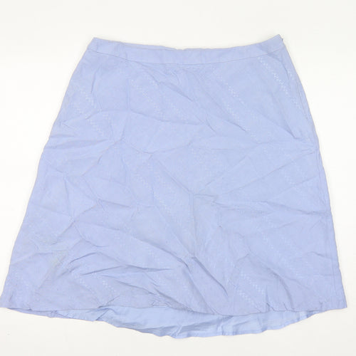 Ann Taylor Womens Purple Geometric Linen A-Line Skirt Size 12 Zip