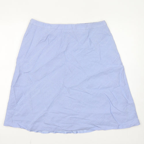 Ann Taylor Womens Purple Geometric Linen A-Line Skirt Size 12 Zip