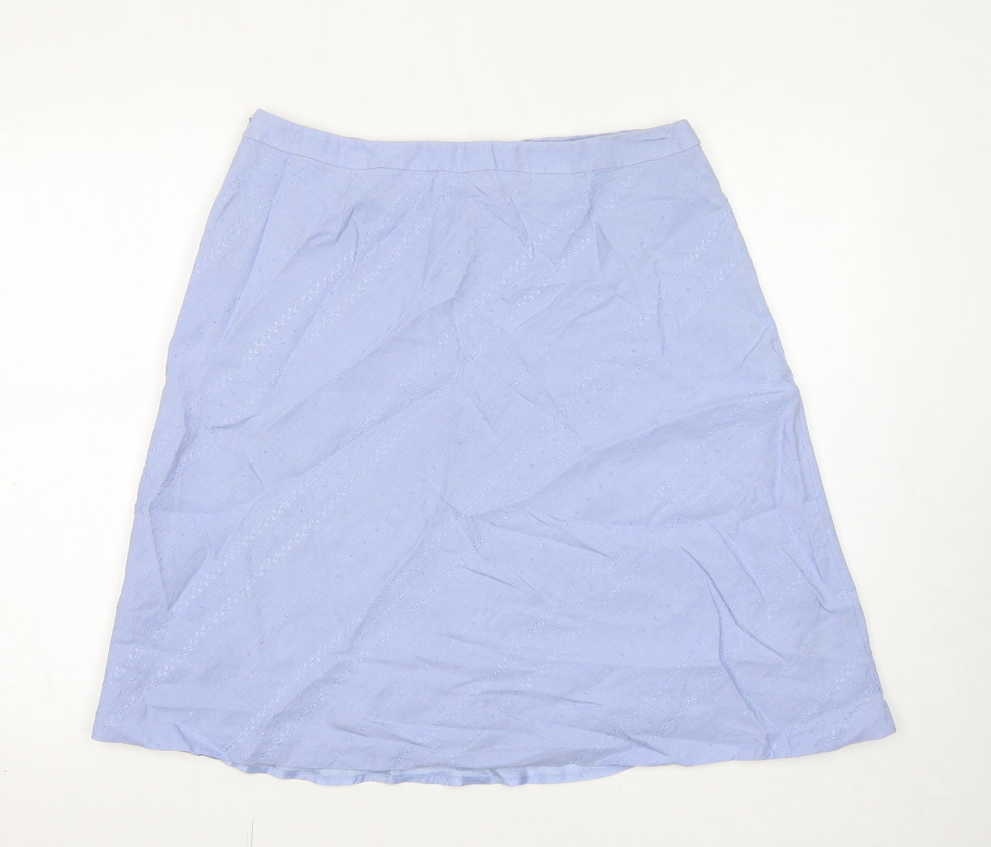 Ann Taylor Womens Purple Geometric Linen A-Line Skirt Size 12 Zip