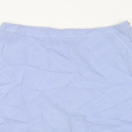 Ann Taylor Womens Purple Geometric Linen A-Line Skirt Size 12 Zip