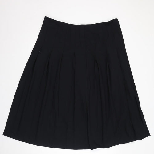 Marks and Spencer Womens Black Polyester Pleated Skirt Size 18 Zip