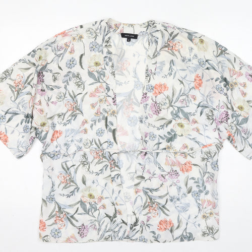 New Look Womens Multicoloured Floral Polyester Kimono Blouse Size 8 V-Neck