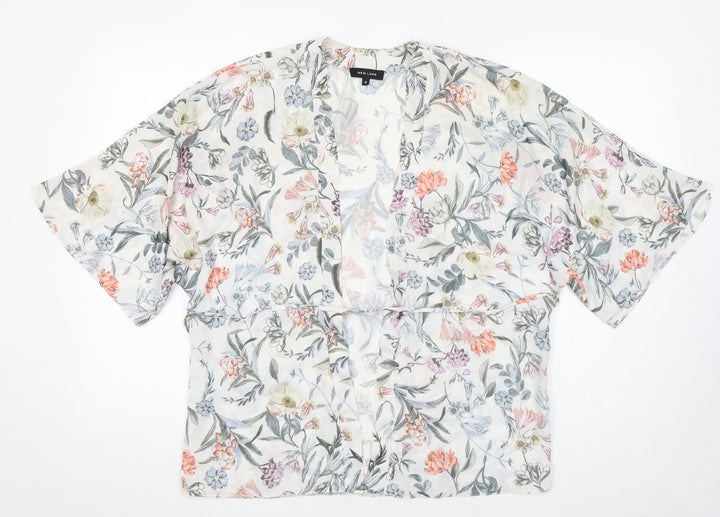 New Look Womens Multicoloured Floral Polyester Kimono Blouse Size 8 V-Neck