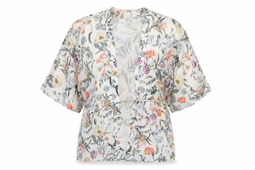 New Look Womens Multicoloured Floral Polyester Kimono Blouse Size 8 V-Neck