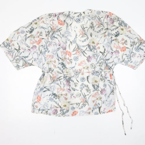 New Look Womens Multicoloured Floral Polyester Kimono Blouse Size 8 V-Neck